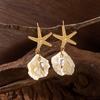 Bohemian Creative Starfish Seashell Dangle Earrings For Women Exquisite Imitation Pearl Shell Drop Earring Beach Holiday Jewelry