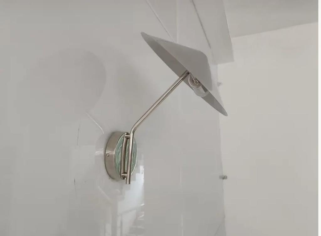 Polished Chrome Wall Light Fixture, Minimalist Vanity or Bedroom Lighting Sconce