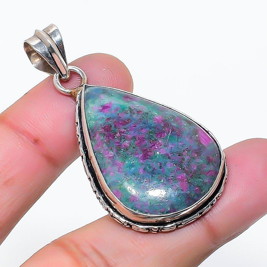 Natural Ruby Fuchsite Gemstone 925 Sterling Silver Jewelry Pendant 1.85 AP-15256