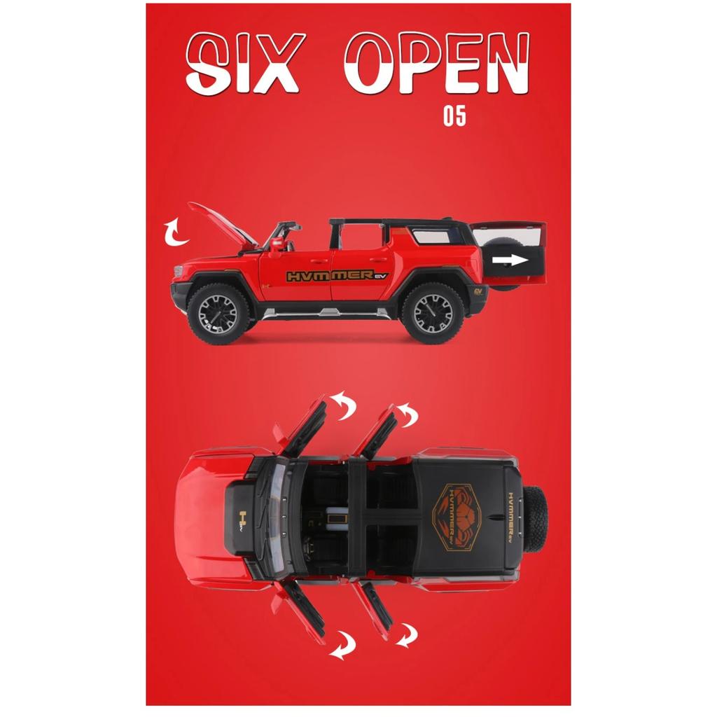 1/24 Hummer EV SUV Samochód terenowy ze stopu Metalowy model zabawki Dźwięk i światło Zabawka dla dzieci Kolekcjonerskie Prezenty urodzinowe