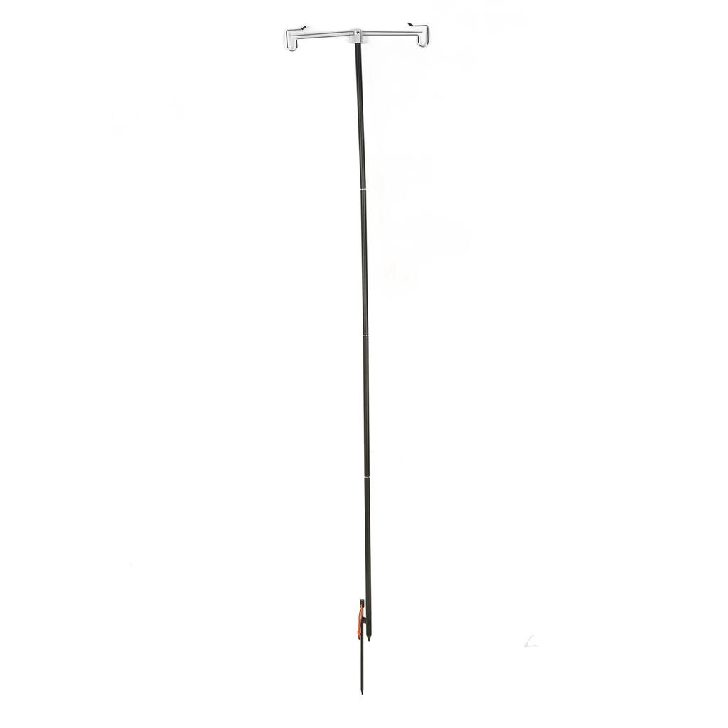 Light Hanging Pole with Foldable Double Hooks Ground Spike Light Stand for Outdoor Camping