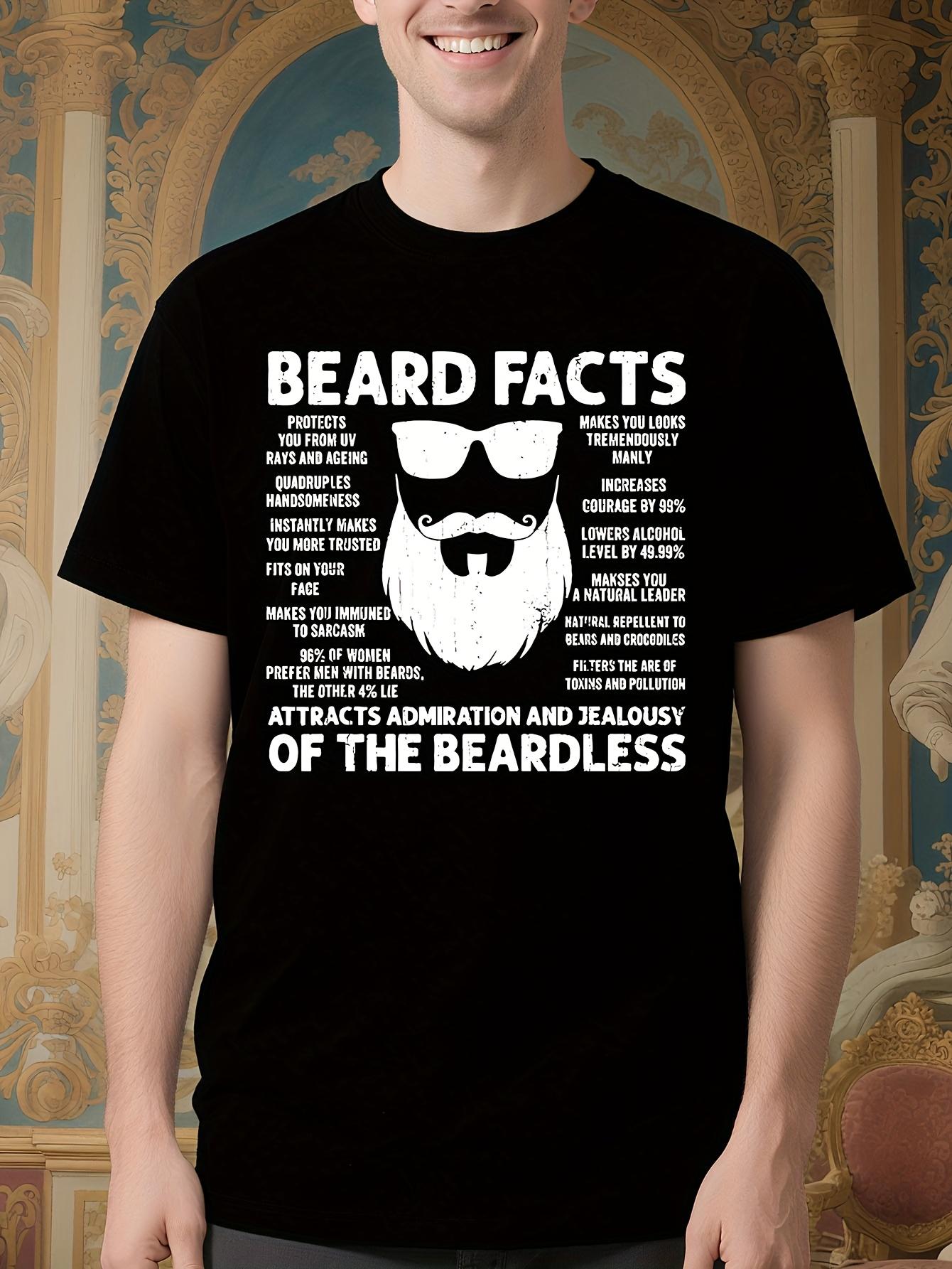 Funny Beard Facts Tshirt - Funny Bearded Dad Gift with At... S