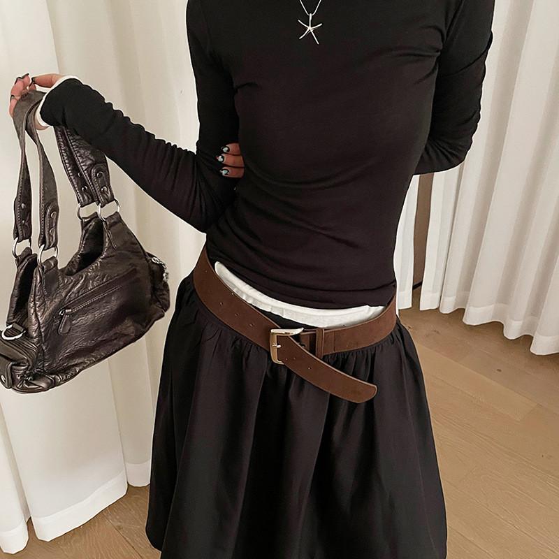 Vintage Style Pu Leather Belt For Women With Alloy Pin Buckle Suitable For Office Wear
