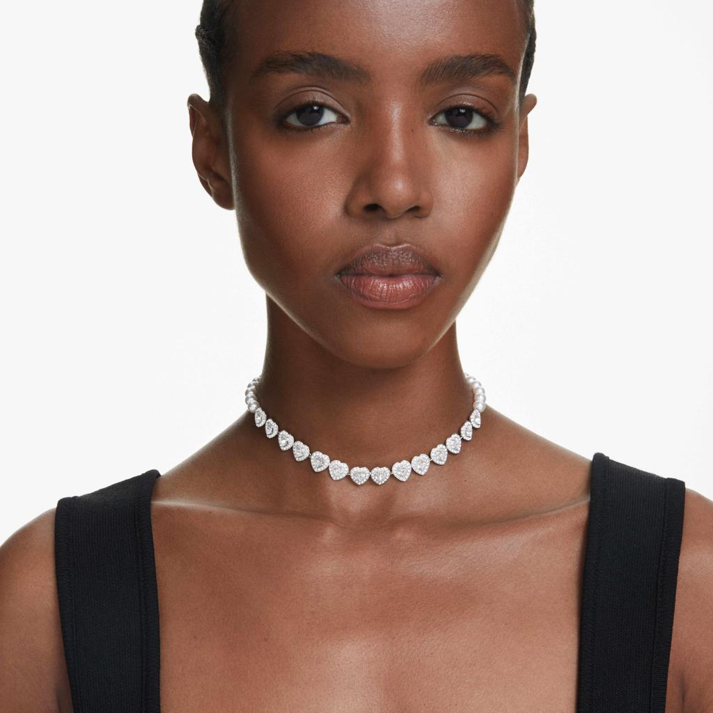 Swarovski Ariana Grande x choker Mixed cuts Crystal pearl Heart White Rhodium plated 5720861
