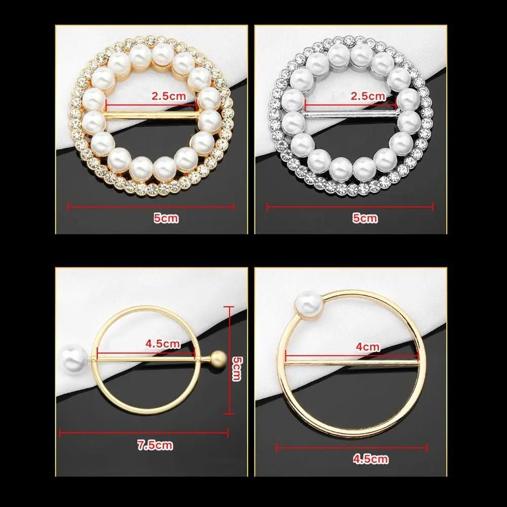 New Metal Knotted Buckle Ring T-shirt Pearl Knotted Button Clothing Accessories Removable Shawl Ring Clip Women