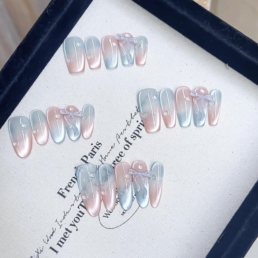 Pure Hand-kneaded Mint Soda Relief Butterfly Metering Cat Eye Style Wear Nail Art Sticker