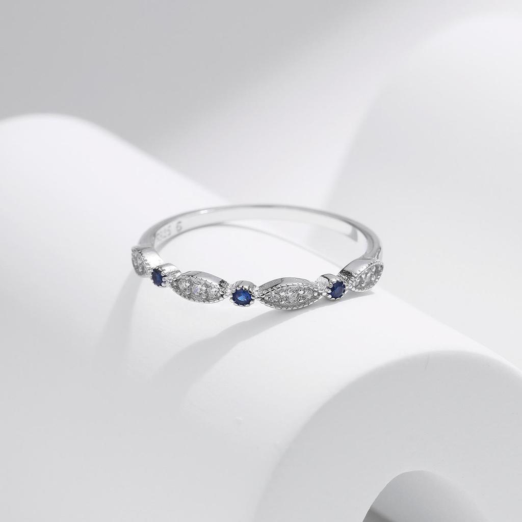 MODIAN S925 Sterling Silver Rhinestone Ring for Women – Elegant, Simple, Versatile Stacking Band