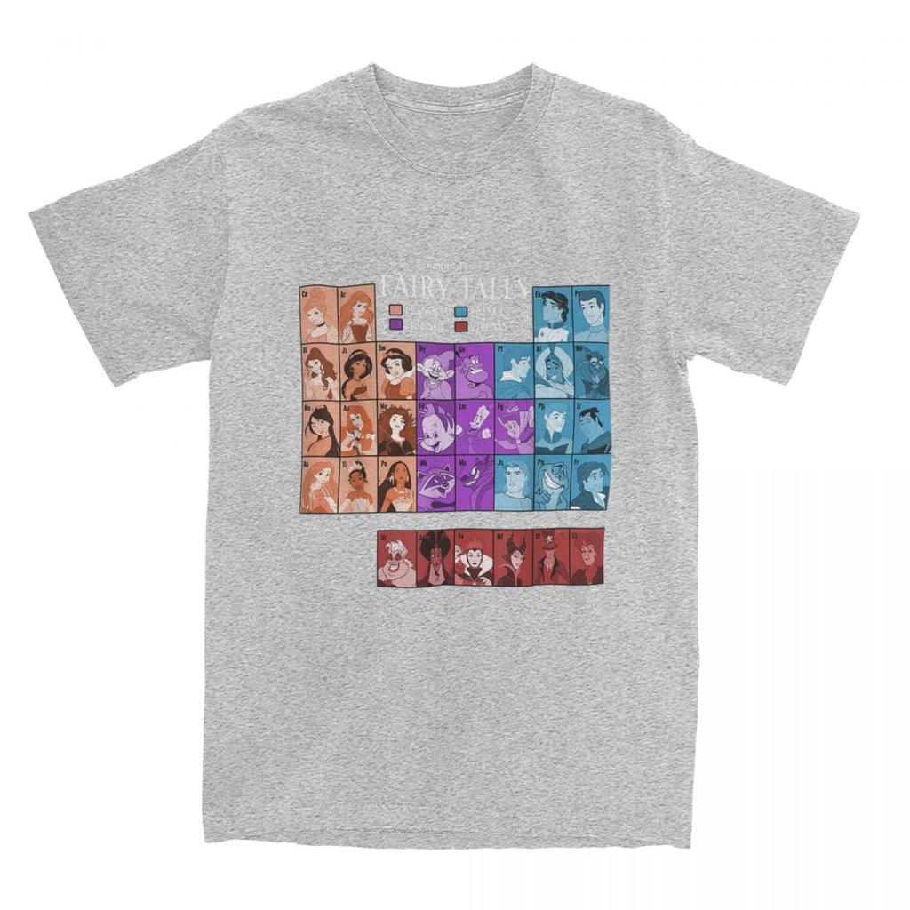 Disney Fairy Tale Men's T-shirts Periodic Table Of Fairy Tales Design Men's Clothing  Summer Cotton Hip Hop Street T Shirt Y2k