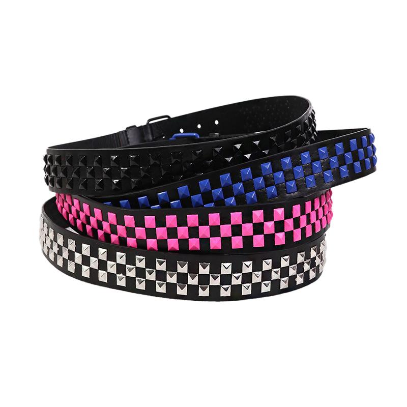 Pyramid  Rivet Women'S Belt Hip Hop Y2K Jeans Accessories Girdle Pin Buckle Waistband