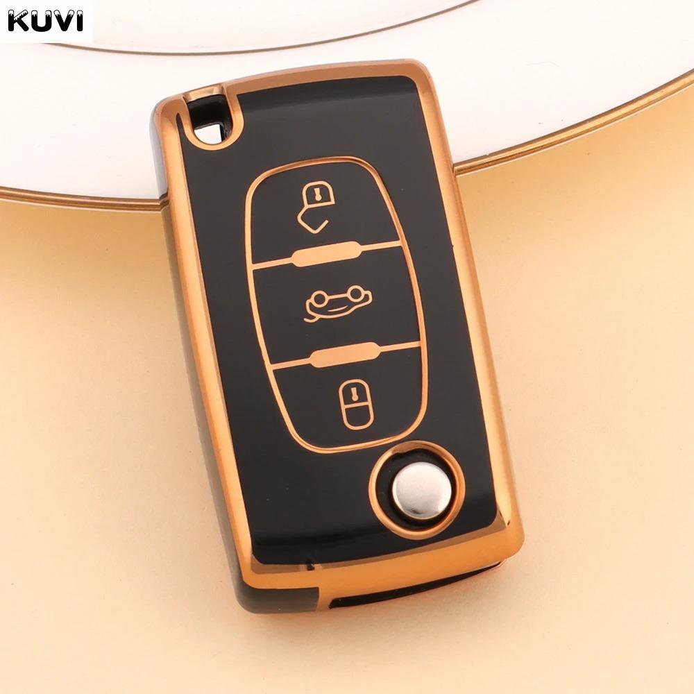 Fashion TPU Car Flip Key Case Cover Bag for Peugeot 107 207 307 308 407 607 3008 5008 Citroen Xsara Picasso C5 C6 C8 Accessories