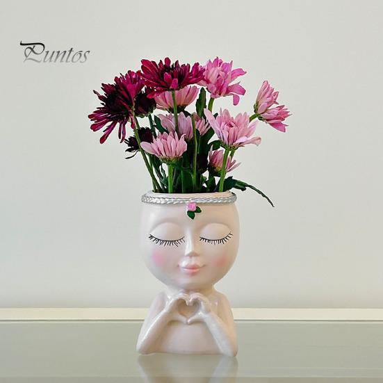 Doniczka na kwiaty w kształcie twarzy Love Style Girl Head Plant Pot Small Lady Face Planter dla sukulentów do wnętrz i na zewnątrz, centralny element biurka do salonu