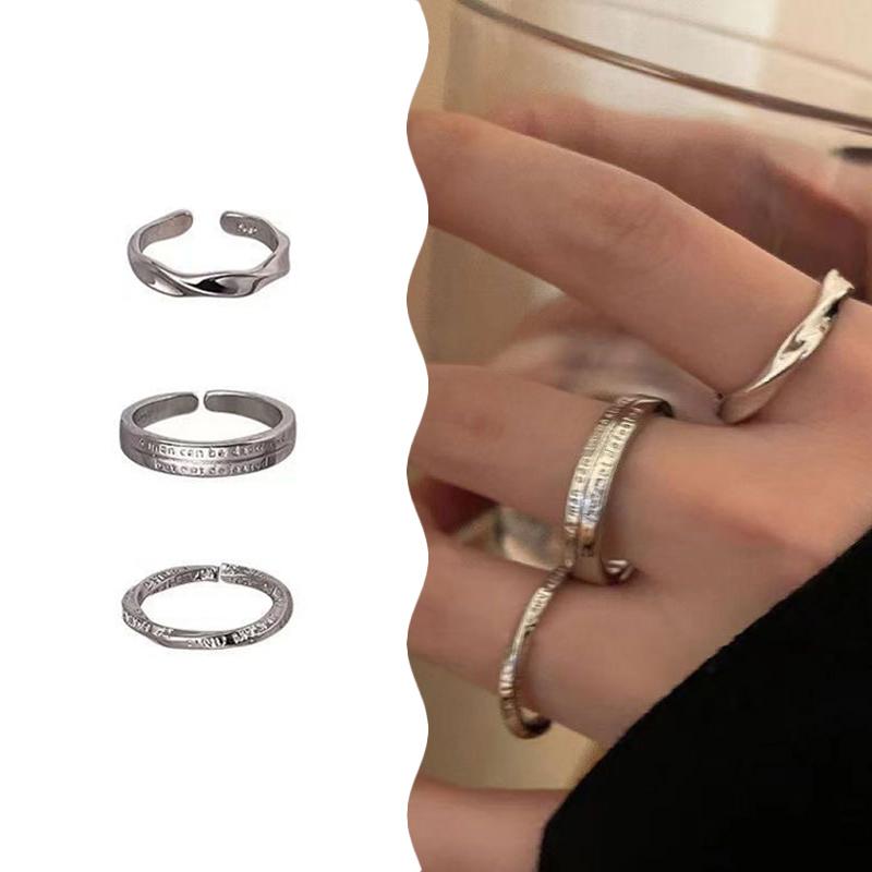 1/3 Pièces Anneaux Simples Vintage Ouverture Anneau de Doigt Réglable Pour Femmes Filles Élégant Luxe Polyvalent Ensemble d'Anneaux Bijoux Cadeaux