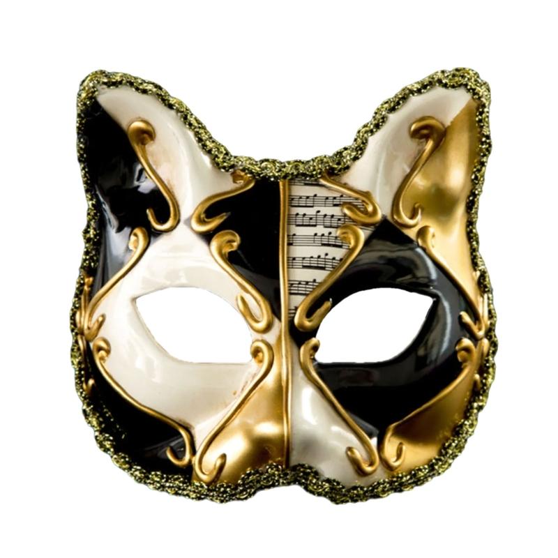 

Стильная маска «Венецианские кошки» для Хэллоуина, маскарада, косплея, аксессуар для костюма, тематических вечеринок и выступлений. чёрный