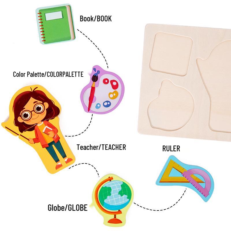 3D Geometric Character Profession Wooden Puzzle: Interactive Educational Cognitive Toy for Early Learning