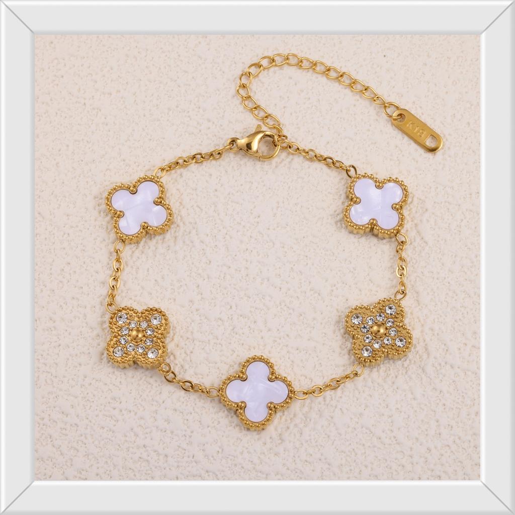 Bracelet Trèfle à Quatre Feuilles 13mm 18K Mode Nouveau Tempérament Cent Avec Bracelet Dames