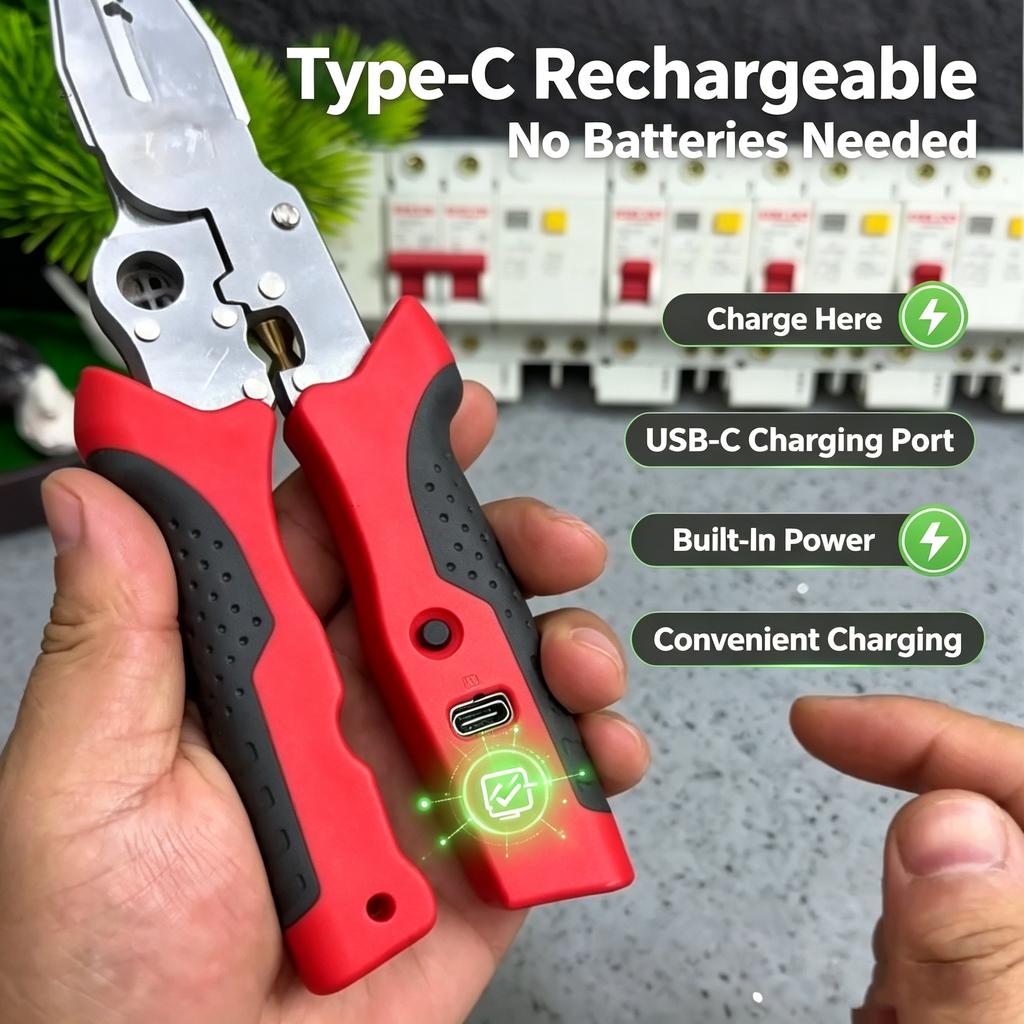New Adjustable Wire Stripper with USB Charging & Accurate Voltage Detection, Professional Electrician Tool for Wire Stripping‑Cu