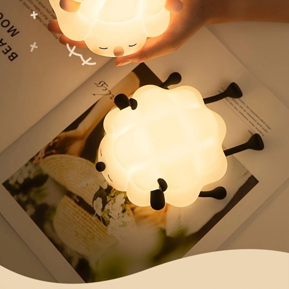 Touch Sensor Silicone Lamb Night Light Three Level Dimmable LED Sheep Night Lamp Ambient Lighting Timer Function