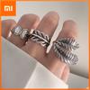 BF CLUB 925 Sterling Silver Ring For Women Jewelry Retro Leaf Open Vintage Handmade Ring Allergy For Party Birthday Gift