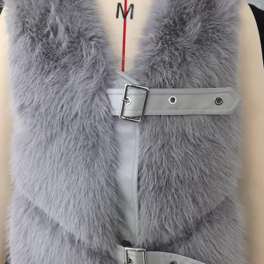 Faux Fox Fur Vest - New Autumn/winter Short Patchwork Solid Color Jacket Women's Coats