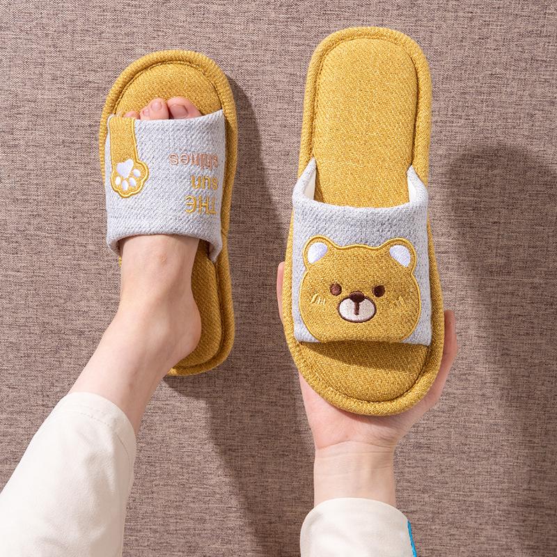 

Indoor Linen Slippers Women s Four Seasons Anti-slip Deodorant Couple Thick Bottom Silent Floor Cotton Linen Slippers Men 2025 40-41 жовтий
