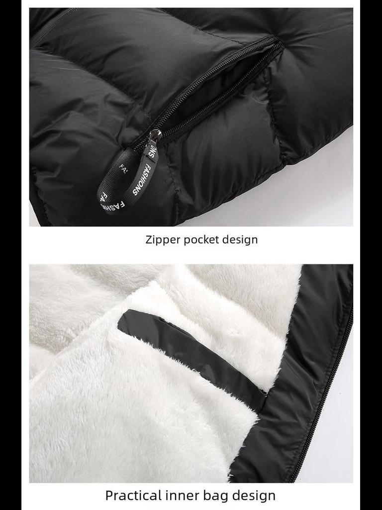 Men's Lambskin Stand-Up Collar Plus Size Korean-Style Vest - Thick, Warm, Velvet-Lined For Autumn/Winter.