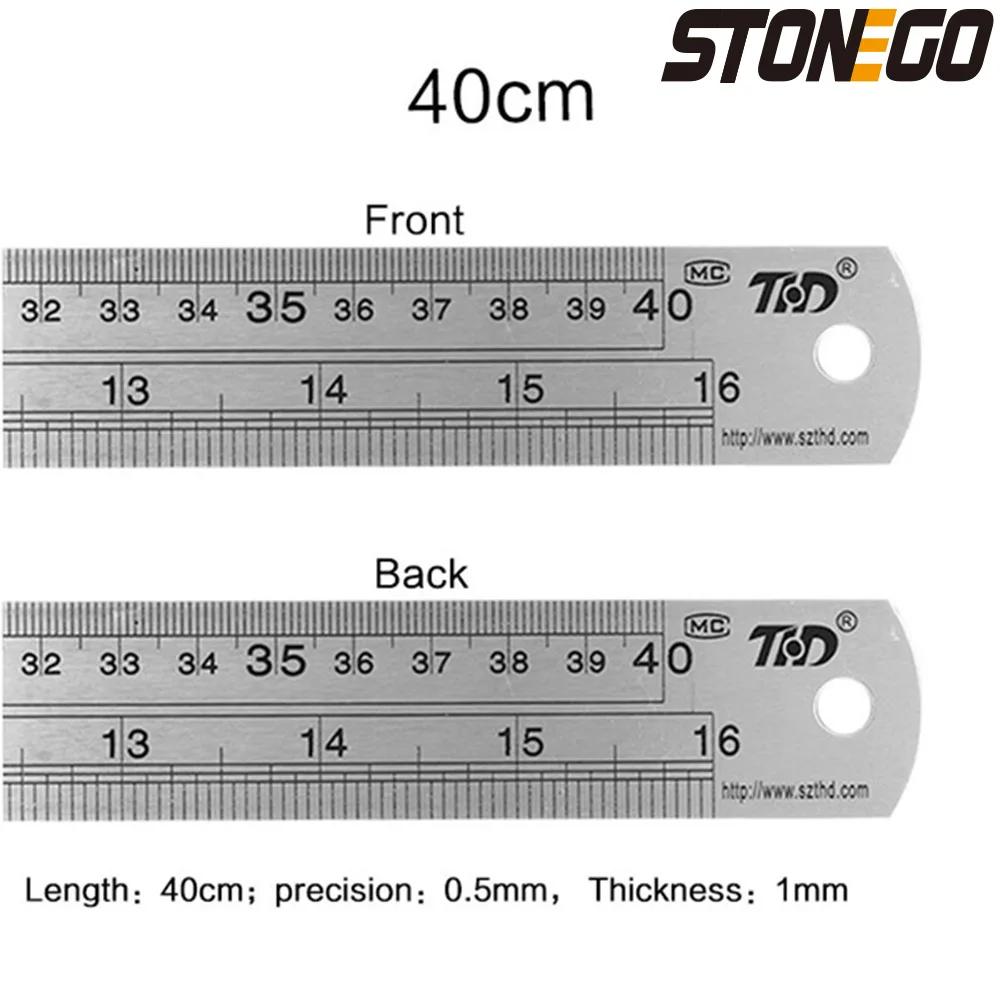 Stainless Steel Ruler Set 6 8 12 16 20 Inch Metal Rulers High Precision Double-Sided Graduation Scale Office Drawing Tools