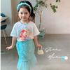 Girls' Fashion T-Shirt and Mermaid Skirt Set  Summer Princess Mermaid Skirt Set for Kids