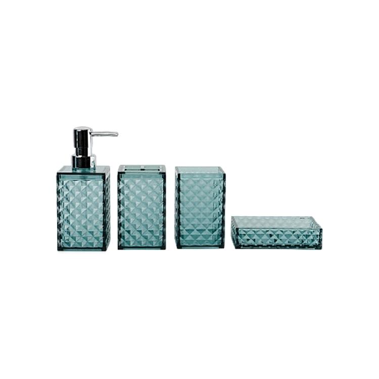 Pack of 4 Modern Diamonds Grids Bathroom Organizers Set Plastic Containers for Countertop Bathtubs Storage Easy to Wipe