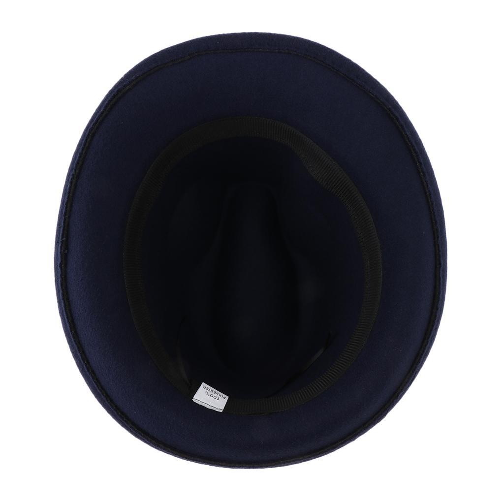 Navy Blue Mens Crushable Handmade Fedora Hat with Wool Felt Bowknot and 