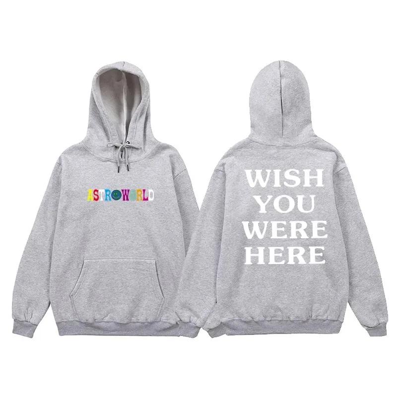 

Хип-хоп Худи Мужчины Женщины ASTROWORLD Худи Толстовки Cactus Jack WISH YOU WERE HERE Принт Буквы Худи с капюшоном Мужская Уличная одежда S