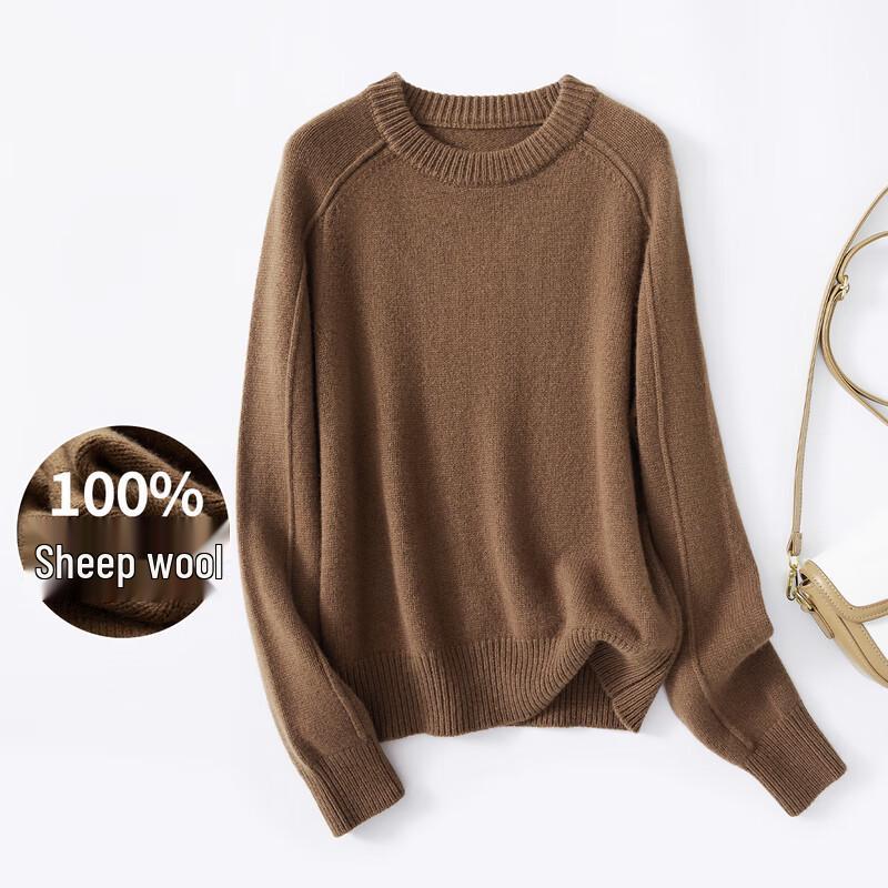 Jin Ju Women's Thick 100% Merino Wool Round Neck Sweater