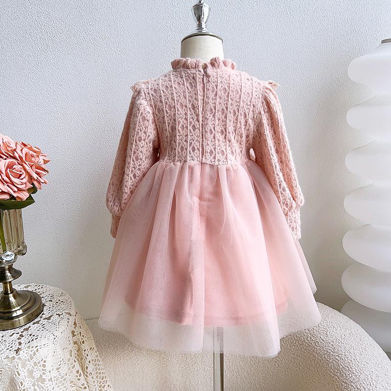 Girls' Winter Princess Lace Dress - Chinese Style Birthday Outfit (GC0392)