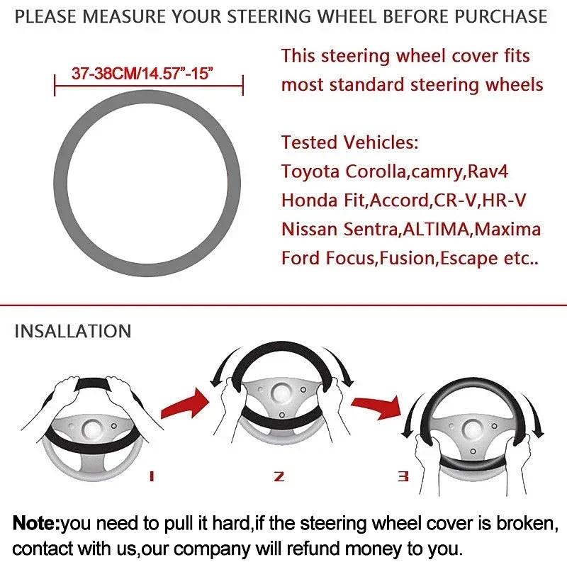 Car 3D Chery Logo Suede Carbon Fiber Steering Wheel Cover For Tiggo 3 4 5 7 Pro 8 Plus Arrizo 7 GX 5x EQ7 Fulwin 2 Eastar A3 A5