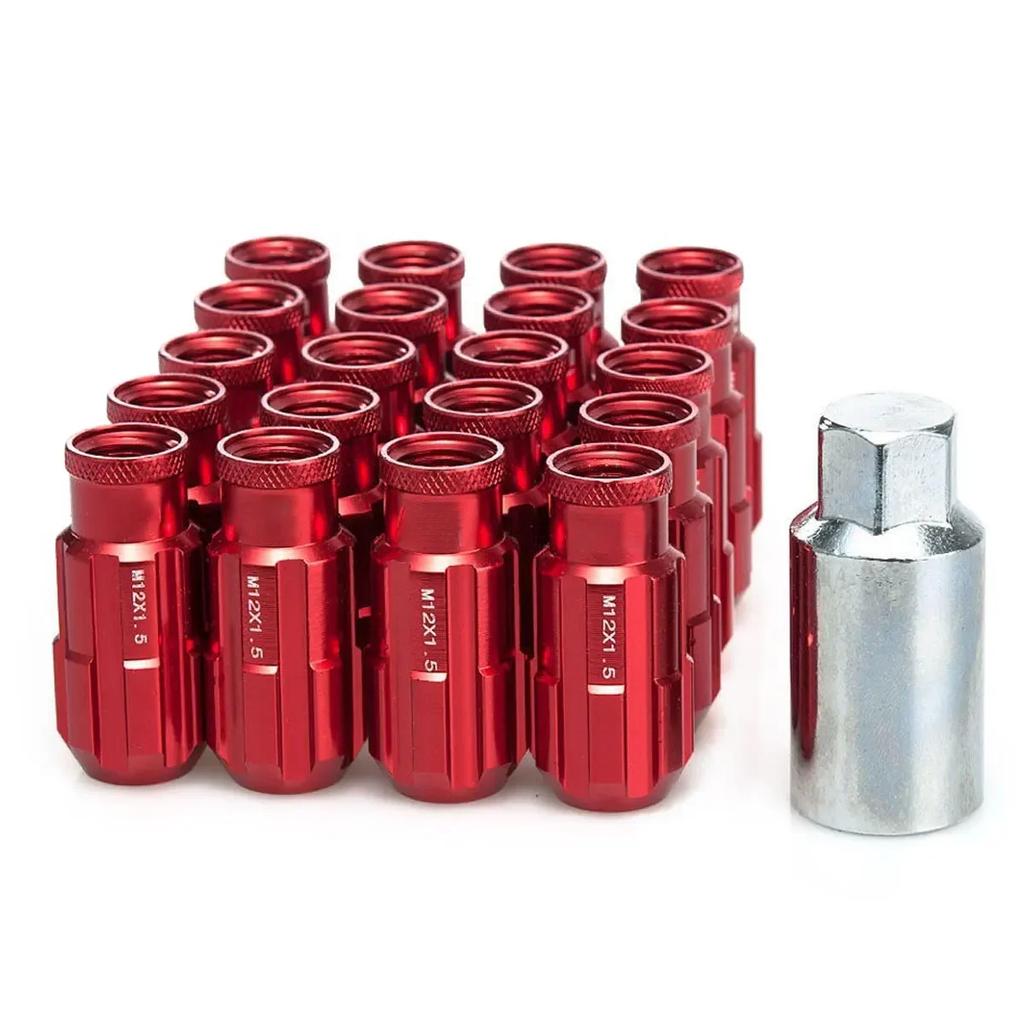 20 Pcs Wheel Lug Nuts Screw Racing Aluminium Alloy Theft Prevention Wheel Bolts Wheel Studs M12x1.5/1.25 50MM for Most Cars