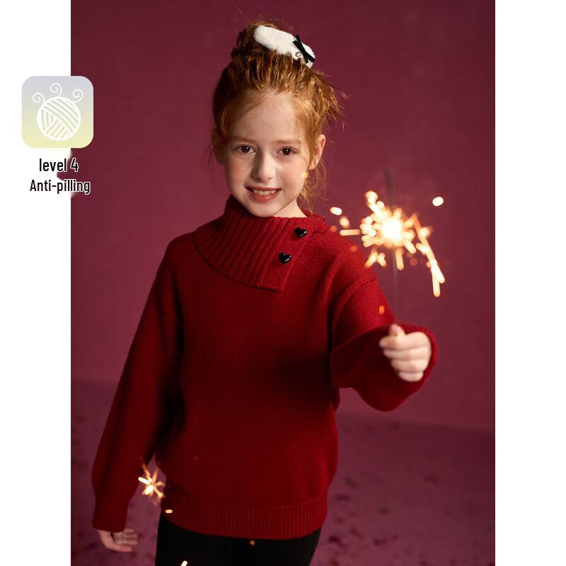 Montagut Girls Retro Irregular Collar Knit Sweater 165