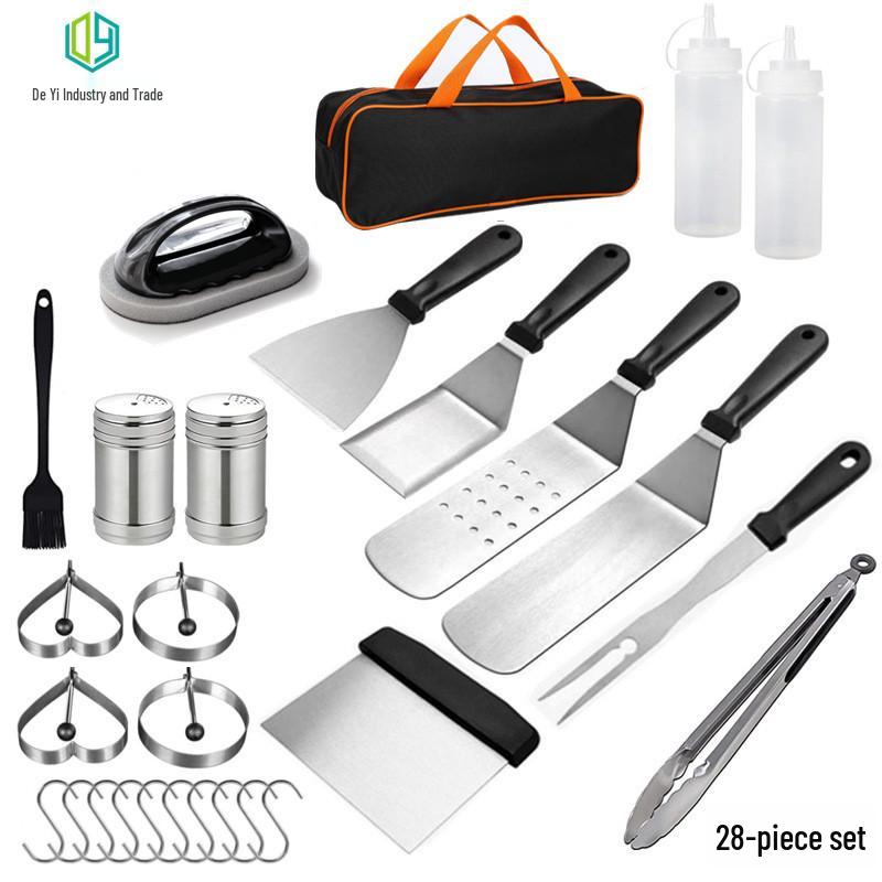 Outdoor BBQ Tool Set: Stainless Steel Grill & Frying Spatulas