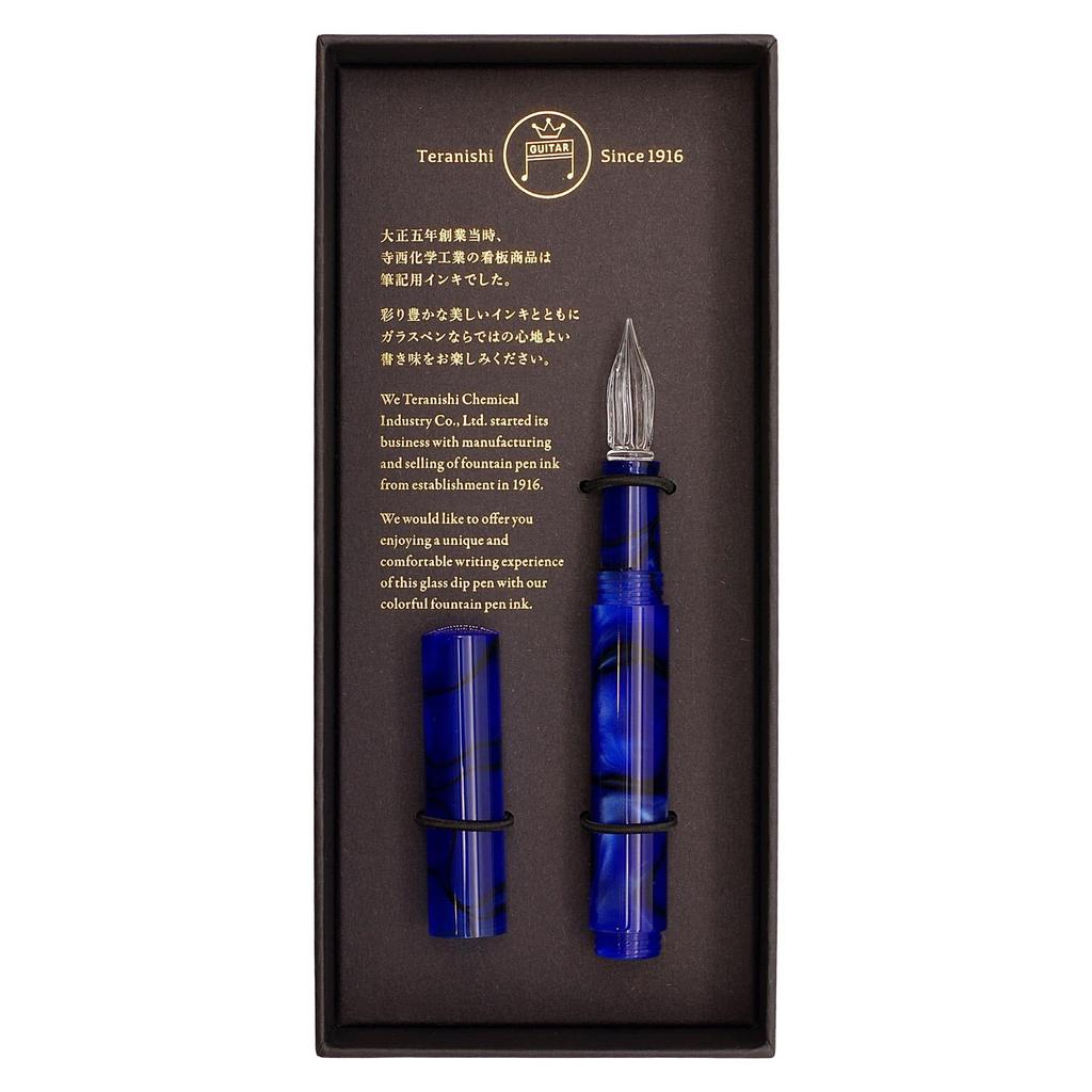 Teranishi Chemical Guitar Glass Pen Aurora with Cosmo Cap, Blue, GLAA-CBL