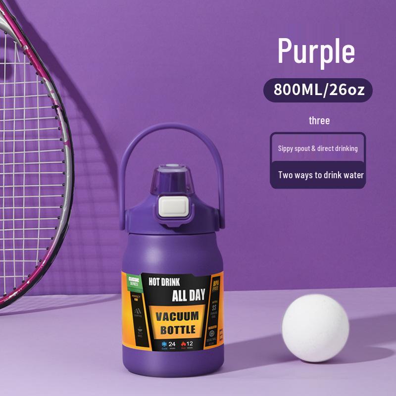 304 Stainless Steel Large Capacity Vacuum Insulated Sports Bottle with Handle and Dual Drink Lids for Outdoor Activities