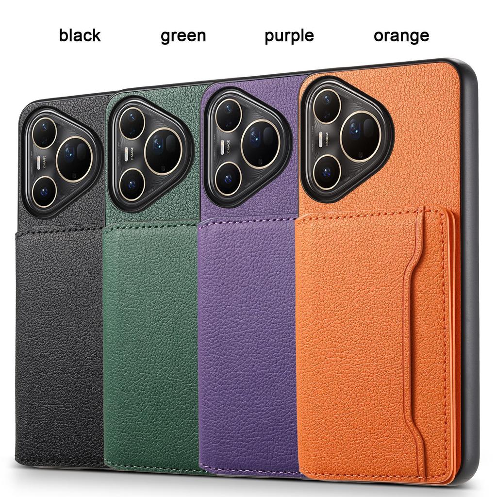 Leather Phone Case for Huawei Pura 80 Ultra Pura70 Pro Plus P60 Mate 70 Mate60 Pro+ Magnetic Card Holder Wallet Bracket Cover
