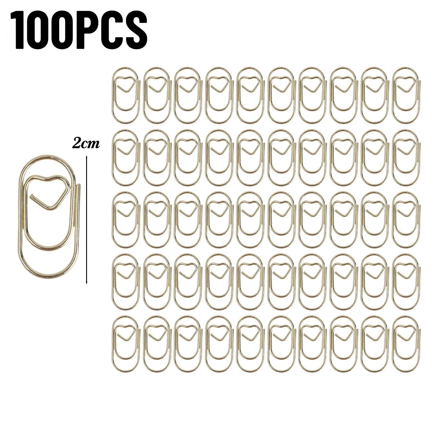 

50-200PCS Creative Love Heart Metal Paperclips Binder Clip Bookmark Binding Notebook Decoration School Office Stationery