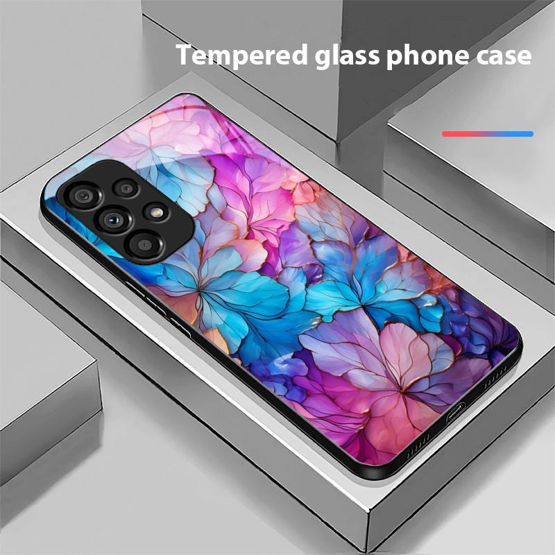 Golden Rose Blossoms For Samsung Galaxy S10 S20 Plus S21 FE S22 23 24 S25 Ultra Black Tempered Glass Phone Case Hard Shell