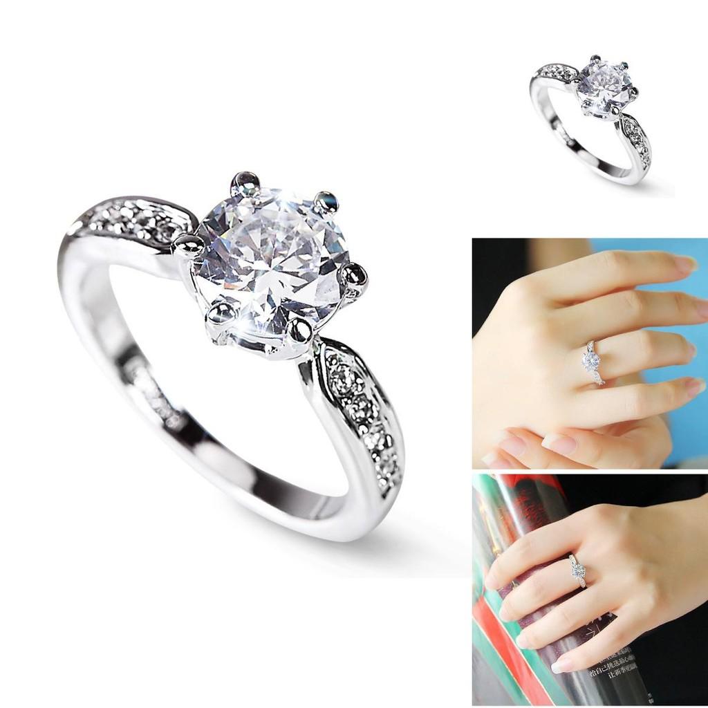 Elegant Womens Geometric White Copper Ring With Faux Diamond For Weddings And Engagements