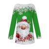 Women's Casual  Plus SizeLong Sleeved Round Neck Christmas Printing T-shirt Top Pullover