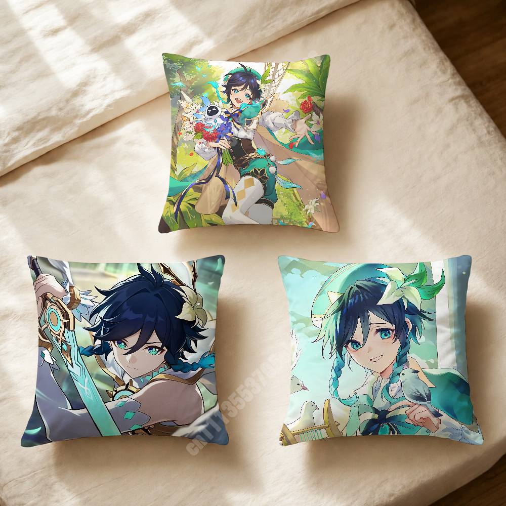 Venti Genshin Impact Pillow Cover Sofa Couch Cushion Case Creative Workspace Accent Home Decor
