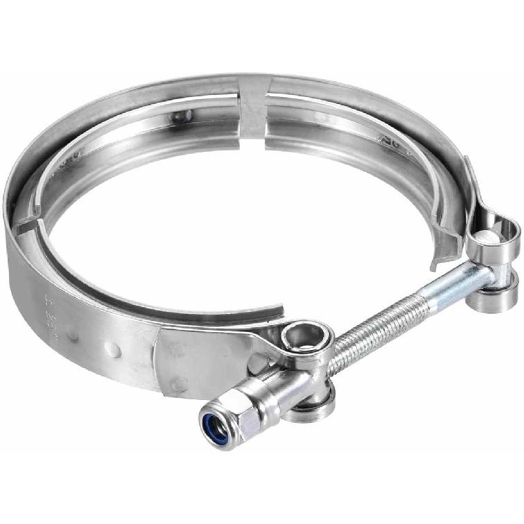 HARFINGTON V Band Clamp 1.5 Inch 304 Stainless Steel V-Band Bolt Clamp for Exhaust Systems Downpipe Exchange Car Accessories, Silver