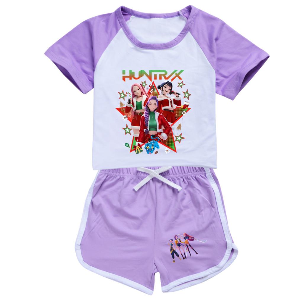 5182 Kids Girls Christmas POP Rumi Zoey Mira Print T-shirt Shorts Sport Tracksuit Clothes Set