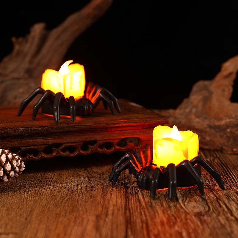 Halloween Pumpkin Lantern Atmosphere Decoration Props LED Electronic Candle Lamps Glowing Spider Night Lights Ornaments