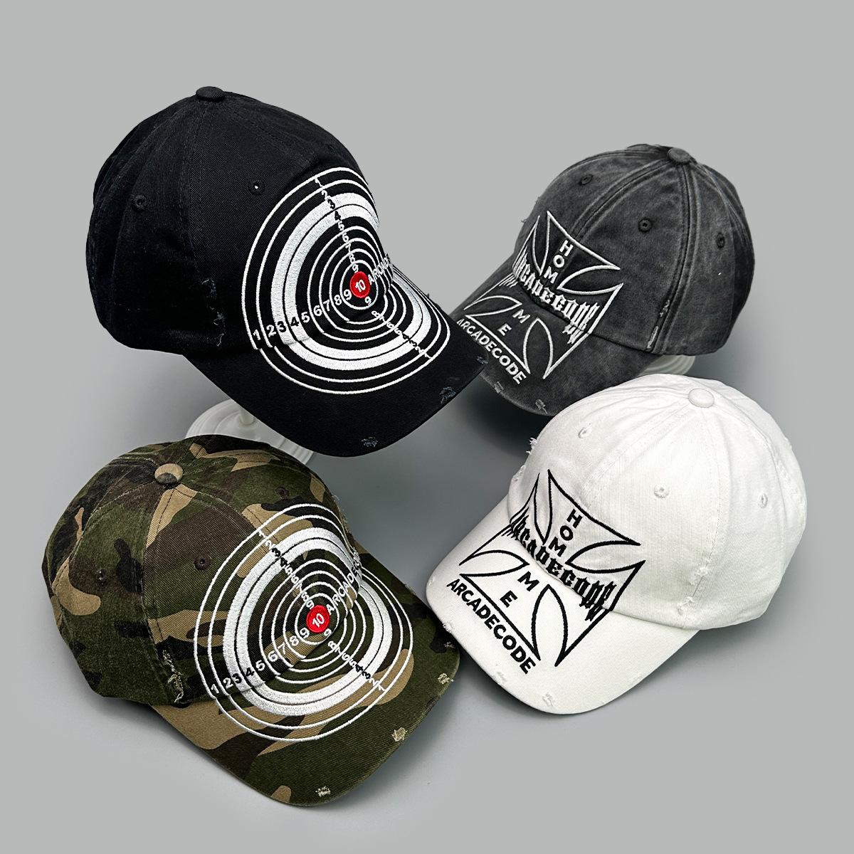 Charm Clothings Women's Black American High-Quality Bullseye Cross Embroidered Baseball Cap Men's And Sunshade Personalized Street Cap 52-60Cm