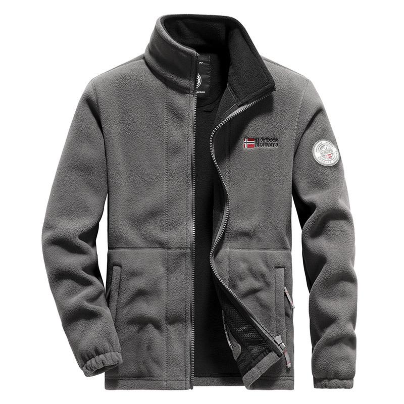 Veste polaire double face pour homme - Manteau décontracté d'extérieur Automne/Hiver 2022 (Style 2218)