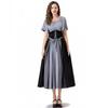 Cosplay European and American retro dress contrasting color splicing Feifei sleeves lace waist princess dress one-word shoulder dress skirt tutu skirt